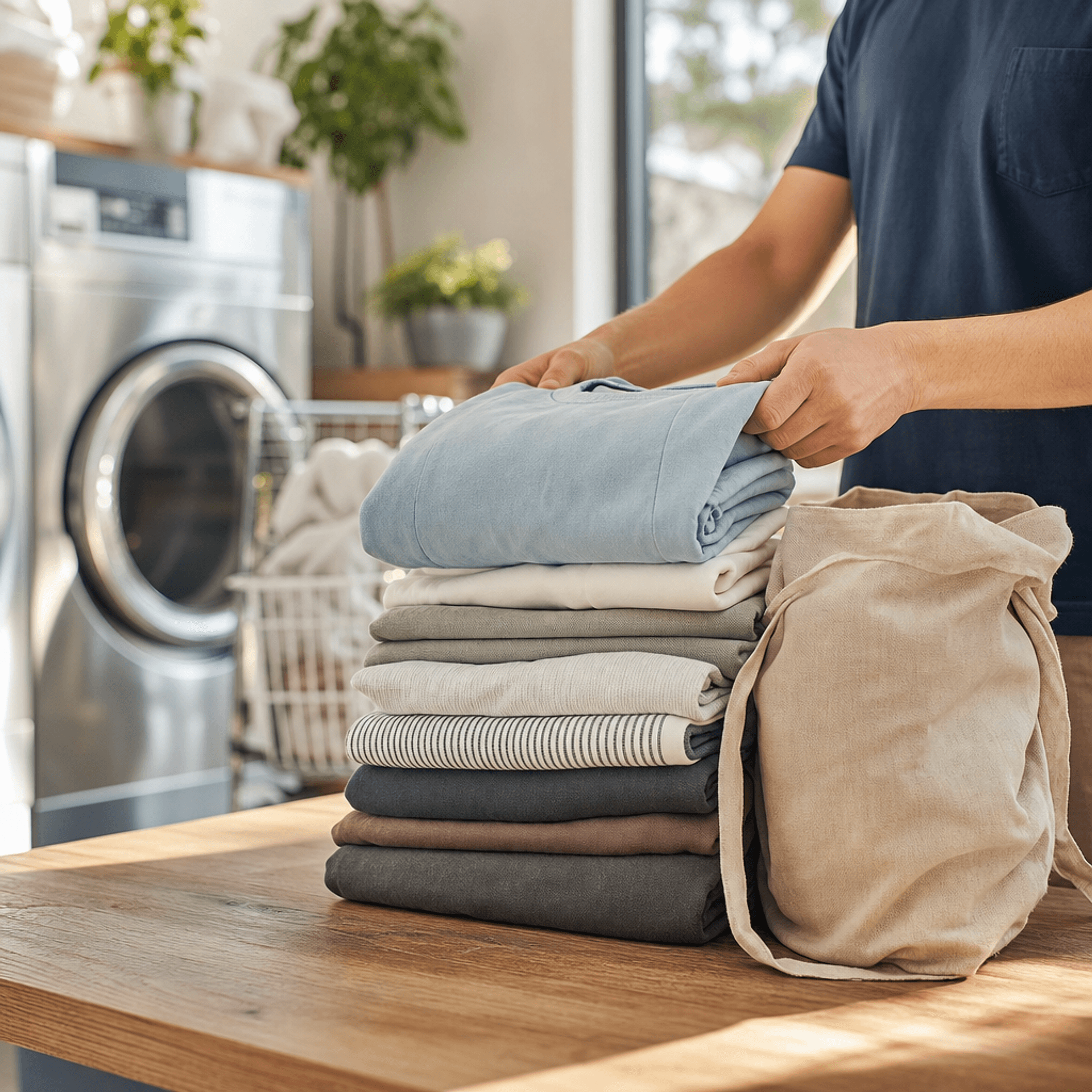 A close detail of freshly folded laundry