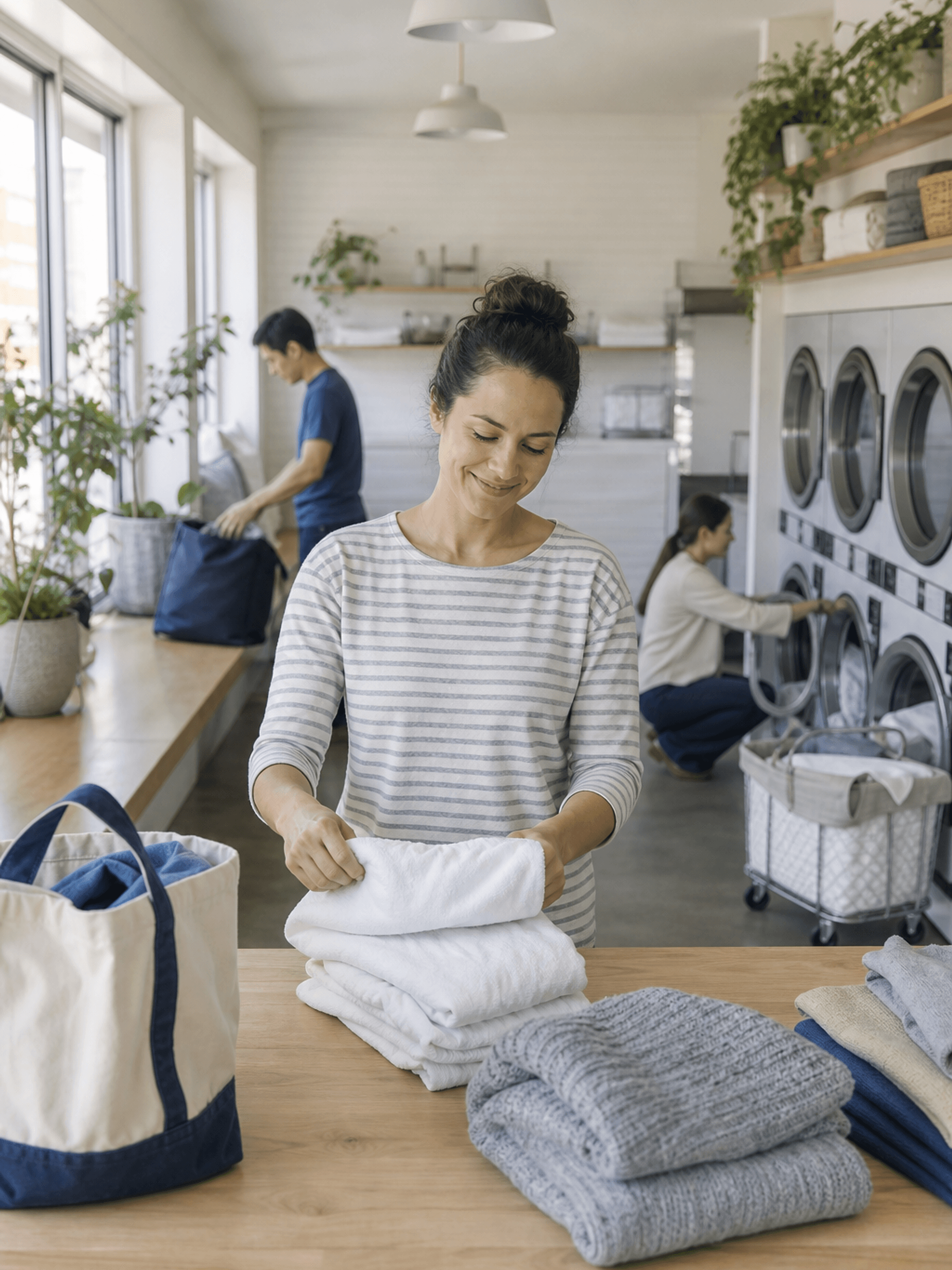 Inside the laundromat, where customers use the self-service machines